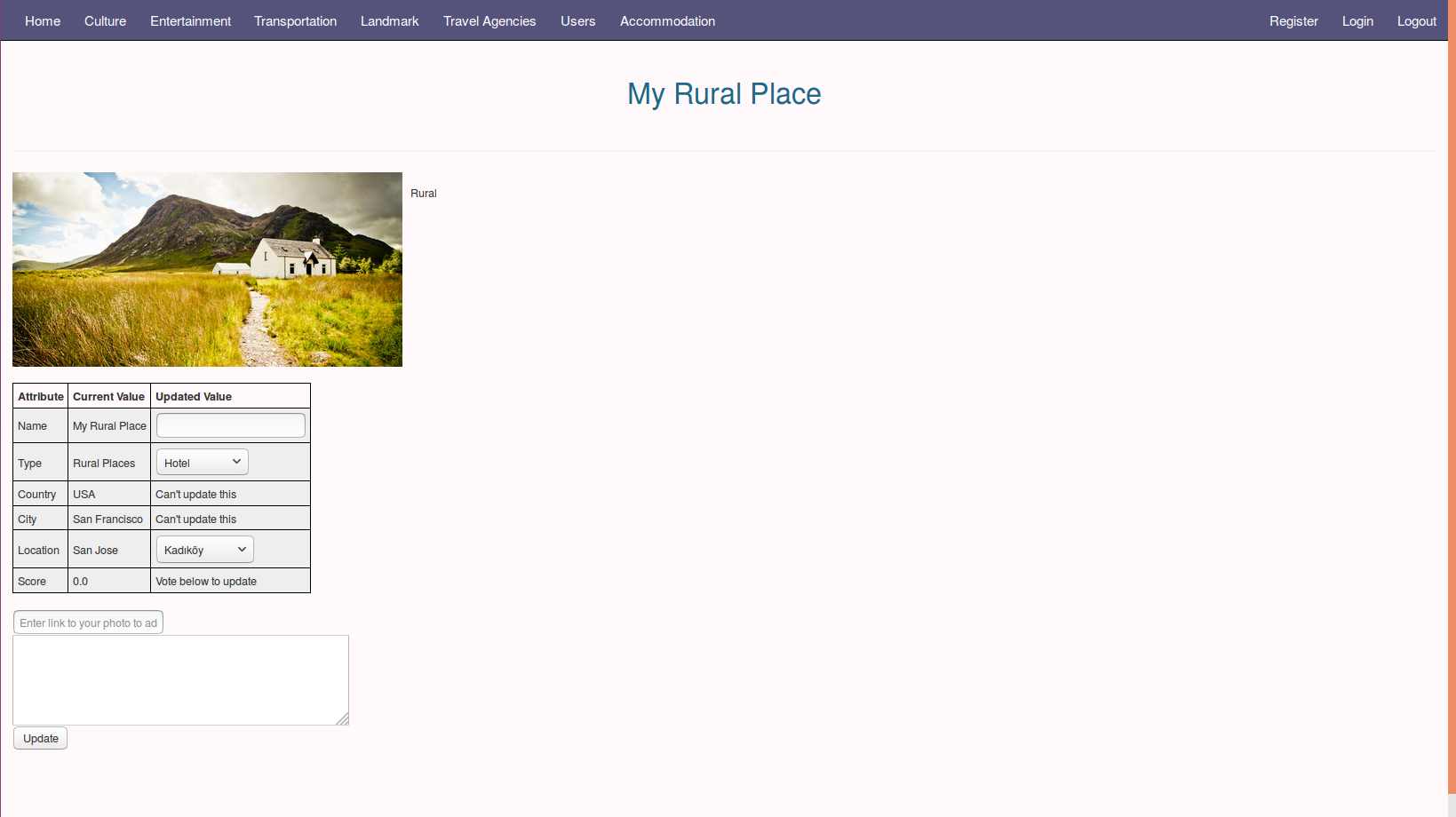 accommodation main page